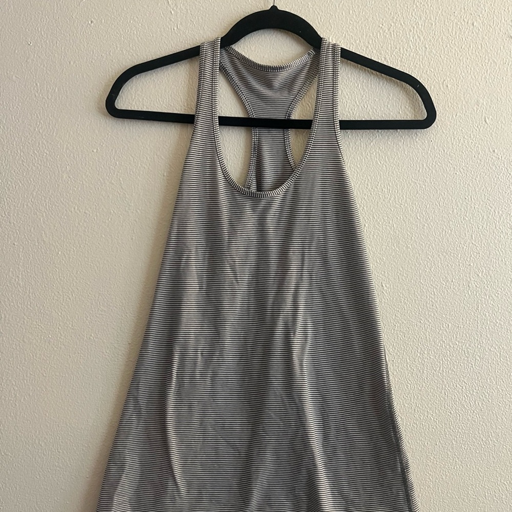 Lululemon Athletica Black and White Striped Tank Top